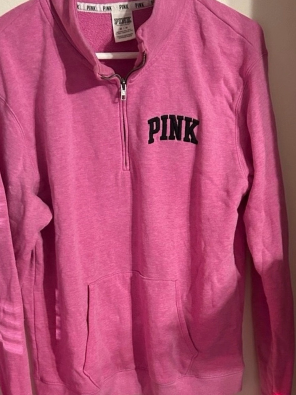 PINK Victoria's Size Medium Secret Bubblegum Pink Quarter-Zip Pullover